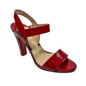 Christian Louboutin Etrier 100 Red Patent Slingback Heeled Strappy Sandals 38.5